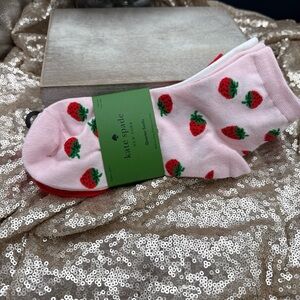 Kate Spade Pink Strawberry/solid white/solid red 3 pack socks